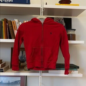 Polo Ralph Lauren Youth Small Red Full Zip Up Hoodie Good Condition!
